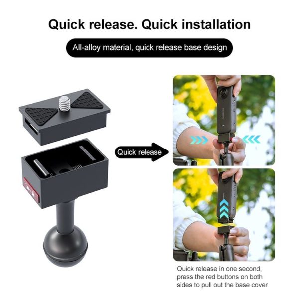 25mm Headball Metal Quick Release Base Adapter for GoPro, Insta360, DJI and Other Action Cameras (Black) - Image 5