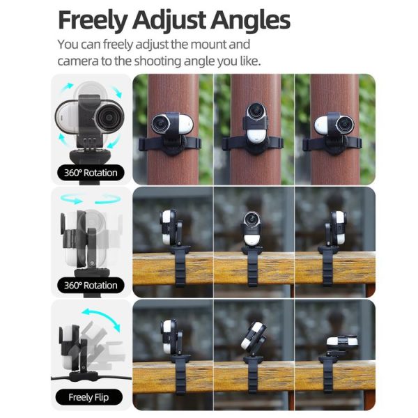 Insta360 GO 3S / GO 3 Sunnylife Camera Strap Magnetic Mount Drone Mount Silicone Wristband Backpack Stripe (Black) - Image 4