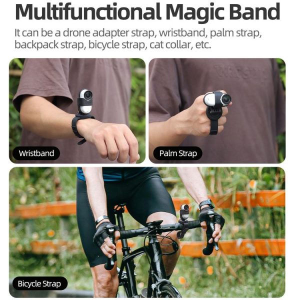 Insta360 GO 3S / GO 3 Sunnylife Camera Strap Magnetic Mount Drone Mount Silicone Wristband Backpack Stripe (Black) - Image 5