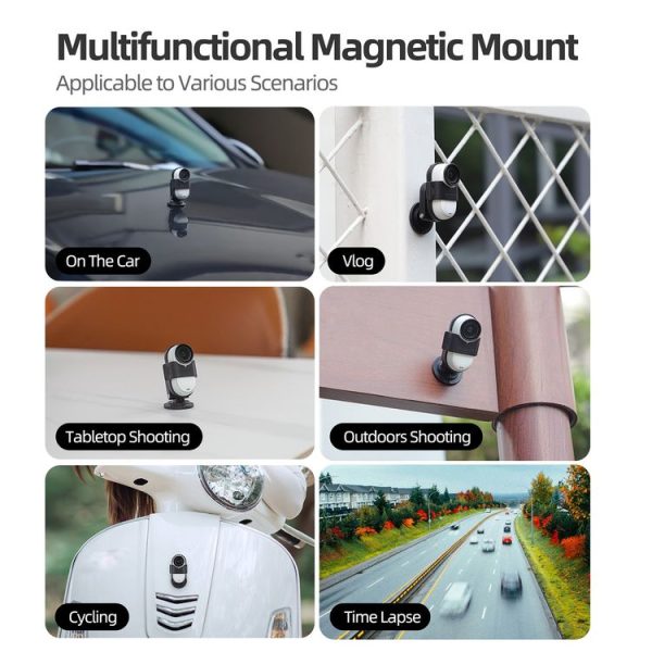 Insta360 GO 3S / GO 3 Sunnylife Camera Strap Magnetic Mount Drone Mount Silicone Wristband Backpack Stripe (Black) - Image 7
