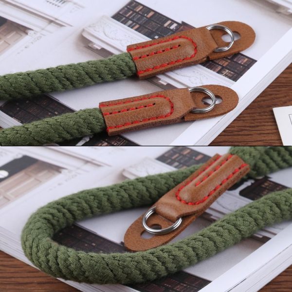 Vintage Cotton Soft Shoulder Neck Strap for Leica, Nikon, Fuji, Canon, Panasonic, Sony etc. Mini Cameras (Army Green) - Image 4