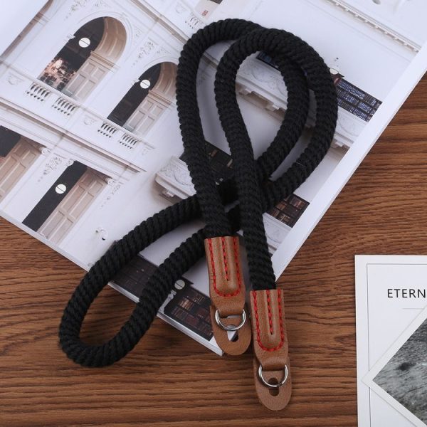 Vintage Cotton Soft Shoulder Neck Strap for Leica, Nikon, Fuji, Canon, Panasonic, Sony etc. Mini Cameras (Black) - Image 2