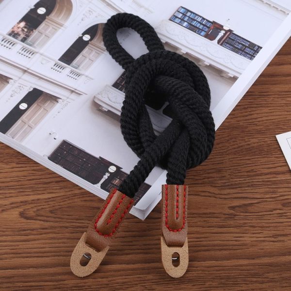 Vintage Cotton Soft Shoulder Neck Strap for Leica, Nikon, Fuji, Canon, Panasonic, Sony etc. Mini Cameras (Black) - Image 3