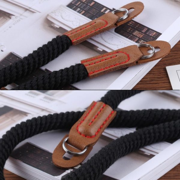 Vintage Cotton Soft Shoulder Neck Strap for Leica, Nikon, Fuji, Canon, Panasonic, Sony etc. Mini Cameras (Black) - Image 4