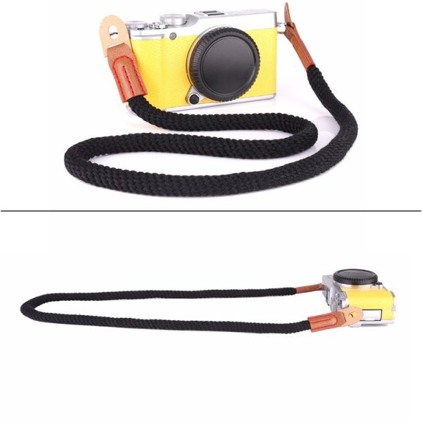 Vintage Cotton Soft Shoulder Neck Strap for Leica, Nikon, Fuji, Canon, Panasonic, Sony etc. Mini Cameras (Black) - Image 5
