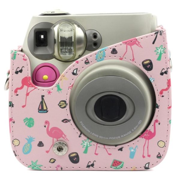 Pink Flamingo Pattern PU Leather Protective Camera Case Bag For FUJIFILM Instax Mini 7S / 7C Camera - Image 5