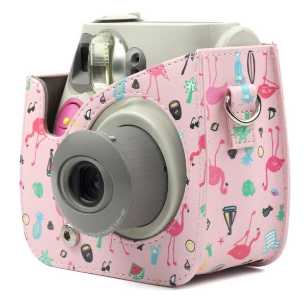 Pink Flamingo Pattern PU Leather Protective Camera Case Bag For FUJIFILM Instax Mini 7S / 7C Camera - Image 6