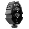 BOYA BY-MP4 2-channel Audio Adapter with Mono & Stereo Switch Dual Mic Mounting for DSLR Cameras, Camcorders, Smartphones (Black) - Image 2