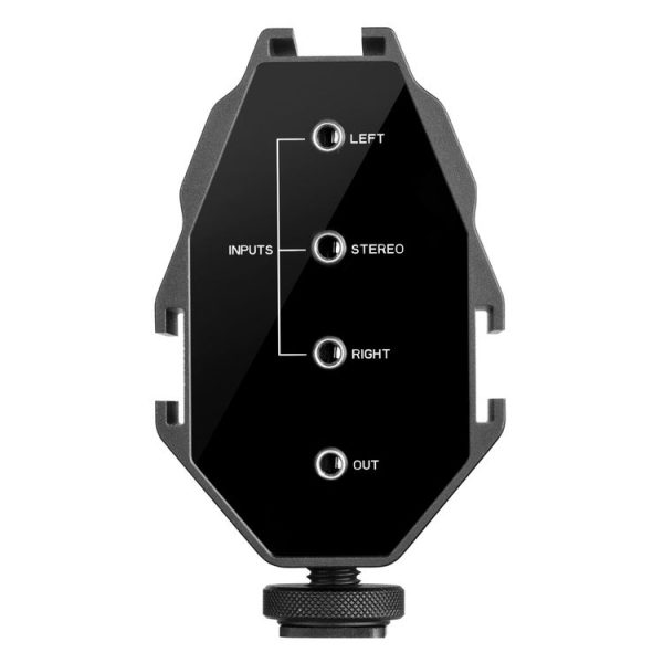 BOYA BY-MP4 2-channel Audio Adapter with Mono & Stereo Switch Dual Mic Mounting for DSLR Cameras, Camcorders, Smartphones (Black) - Image 3
