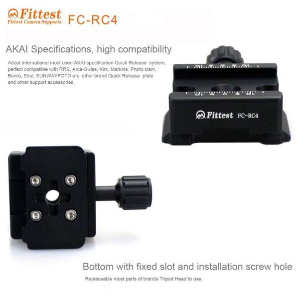 FITTEST FC-RC4 Manfrotto to Akai Knob Type Quick Release Clamp Adapter Plate Mount (Black) - Image 4