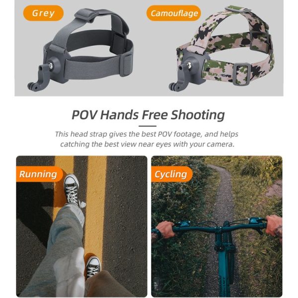 Sunnylife TD672 360 Rotation Adjustable Head Strap Vlog POV Mount Belt for GoPro, Insta360, DJI Osmo Action and Other Action Cameras (Camouflage) - Image 4