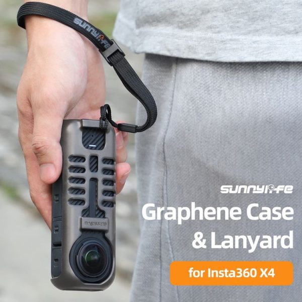 Insta360 X4 Sunnylife Graphene Case High Thermal Conductivity Protective Case with Hand Strap (Black) - Image 2