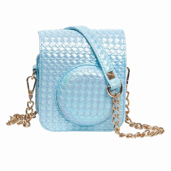 FUJIFILM instax mini 12 Colorful Woven Leather Case Full Body Camera Bag + Photo Album with Strap (Blue) - Image 2