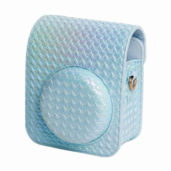 FUJIFILM instax mini 12 Colorful Woven Leather Case Full Body Camera Bag + Photo Album with Strap (Blue) - Image 3