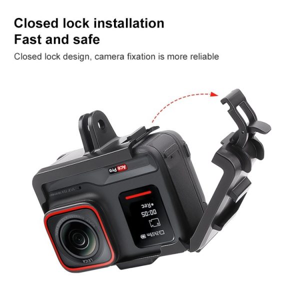 Insta360 Ace / Ace Pro PC Cage Expansion Adapter Frame with Dual Cold Shoe Bases (Black) - Image 4