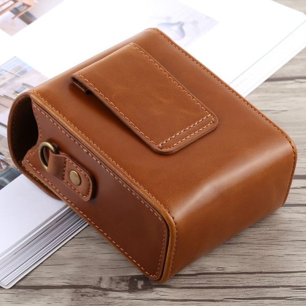 Full Body Camera Buckle Lock PU Leather Case Bag with Hand Strap & Neck Strap for Canon G7X II / G9X Mark II, Sony RX100 / M2 (Brown) - Image 2