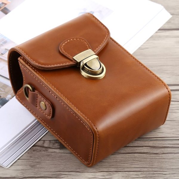 Full Body Camera Buckle Lock PU Leather Case Bag with Hand Strap & Neck Strap for Canon G7X II / G9X Mark II, Sony RX100 / M2 (Brown) - Image 3