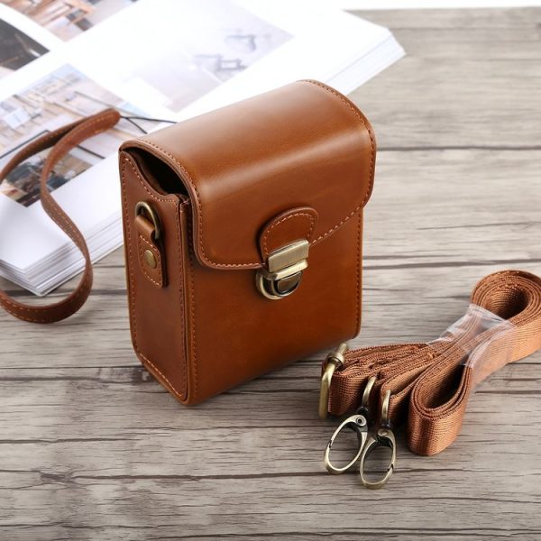 Full Body Camera Buckle Lock PU Leather Case Bag with Hand Strap & Neck Strap for Canon G7X II / G9X Mark II, Sony RX100 / M2 (Brown) - Image 5