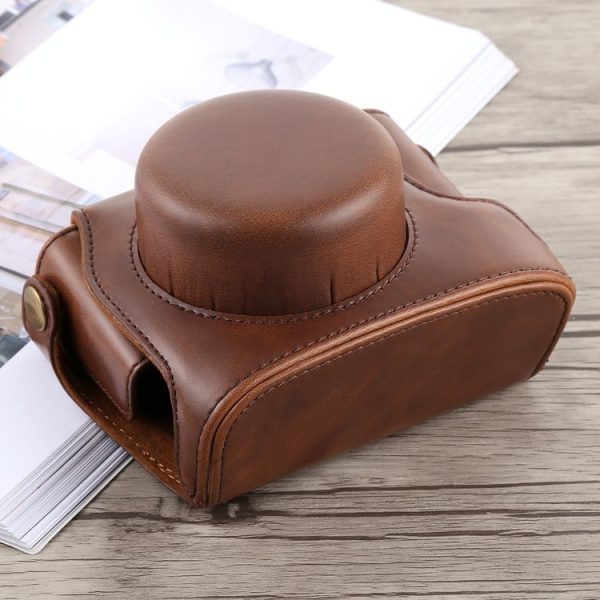 Full Body Camera PU Leather Case Bag with Strap for Panasonic LUMIX LX100 (Coffee) - Image 2