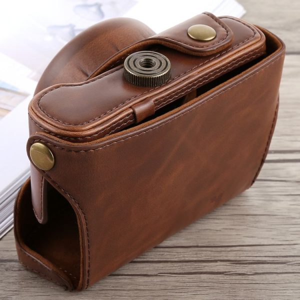 Full Body Camera PU Leather Case Bag with Strap for Panasonic LUMIX LX100 (Coffee) - Image 3