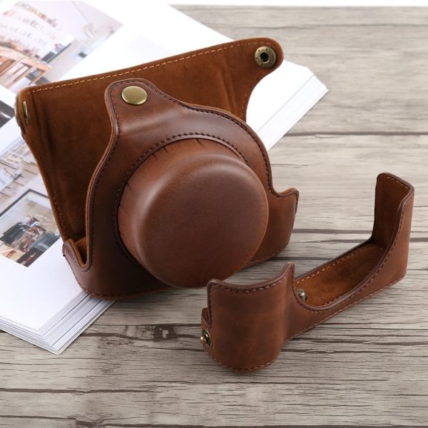 Full Body Camera PU Leather Case Bag with Strap for Panasonic LUMIX LX100 (Coffee) - Image 4