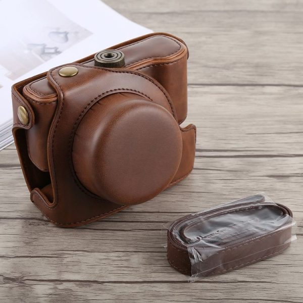Full Body Camera PU Leather Case Bag with Strap for Panasonic LUMIX LX100 (Coffee) - Image 5