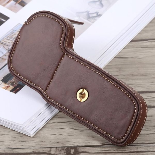 1 / 4 inch Thread PU Leather Camera Half Case Base for Canon EOS 5D Mark IV / 5D Mark III (Coffee) - Image 4