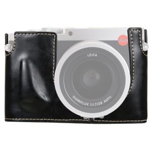1 / 4 inch Thread PU Leather Camera Half Case Base for Leica Q (Typ 116) (Black)
