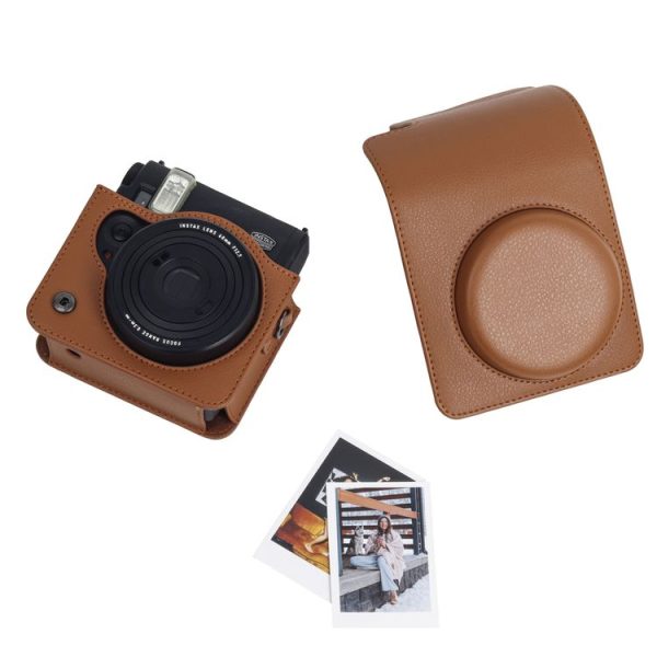 Fujifilm Instax mini 99 Full Body Camera PU Leather Case Bag with Strap (Brown) - Image 3