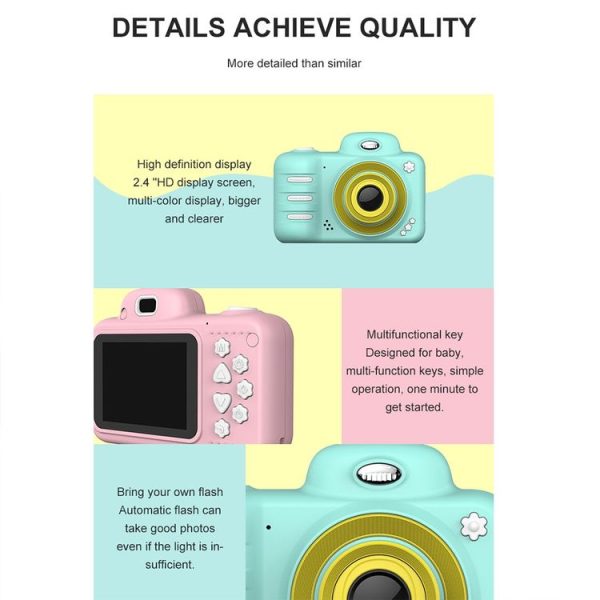 1909 2.4 inch 1800W Pixels Dual Lens Large Screen Digital Camera for Children, Support 32GB TF Card (Pink) - Image 4
