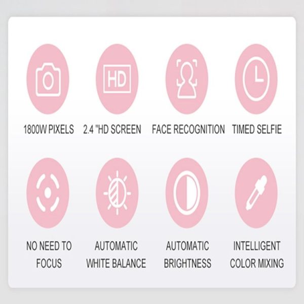 1909 2.4 inch 1800W Pixels Dual Lens Large Screen Digital Camera for Children, Support 32GB TF Card (Pink) - Image 7