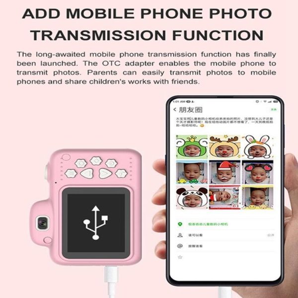 1909 2.4 inch 1800W Pixels Dual Lens Large Screen Digital Camera for Children, Support 32GB TF Card (Pink) - Image 9