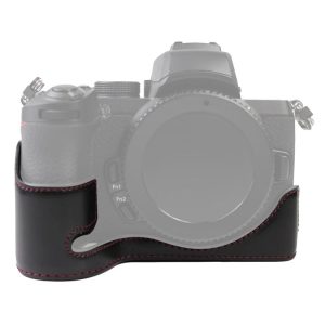 1 / 4 inch Thread PU Leather Camera Half Case Base for Nikon Z50 (Black)