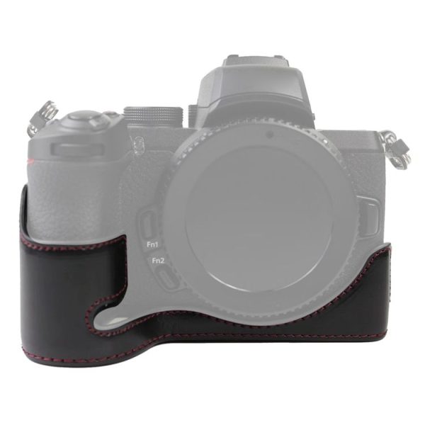 1 / 4 inch Thread PU Leather Camera Half Case Base for Nikon Z50 (Black)