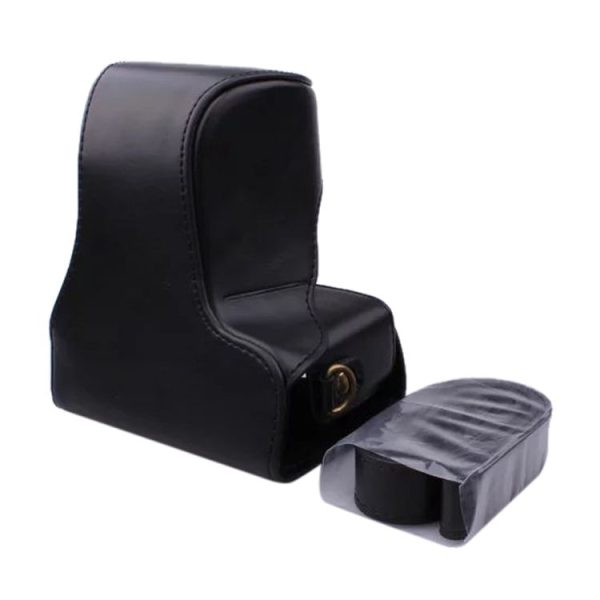 Full Body Camera PU Leather Case Bag with Strap for Canon EOS M200 (15-55mm Lens) (Black) - Image 3