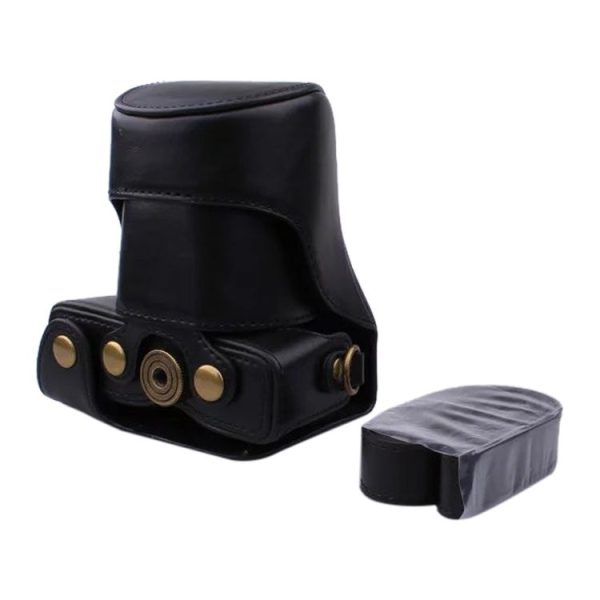Full Body Camera PU Leather Case Bag with Strap for Canon EOS M200 (15-55mm Lens) (Black) - Image 4