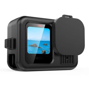 GoPro HERO13 Black Silicone Protective Case Cover with Wrist Strap & Lens Cover (Black)