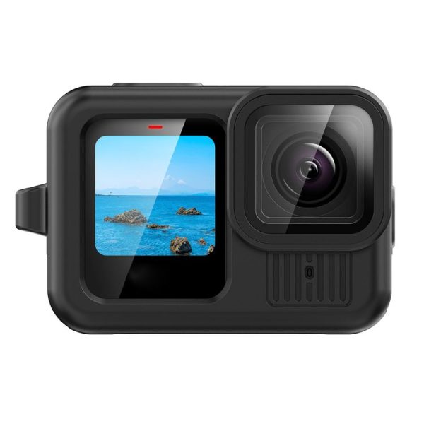 GoPro HERO13 Black Silicone Protective Case Cover with Wrist Strap & Lens Cover (Black) - Image 4