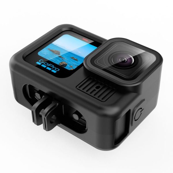 GoPro HERO13 Black Silicone Protective Case Cover with Wrist Strap & Lens Cover (Black) - Image 6