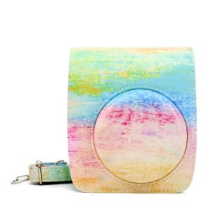 Rainbow Oil painting Pattern PU Leather Protective Camera Case Bag For FUJIFILM Instax Mini90 Camera