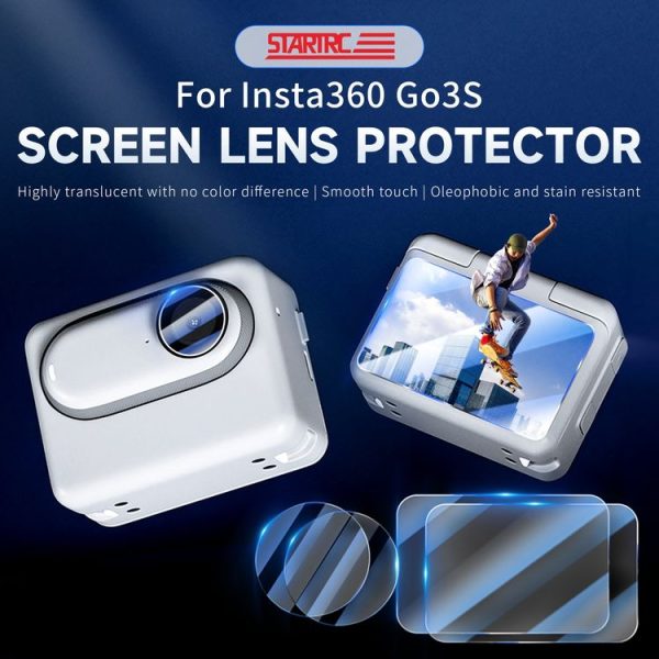 Insta360 GO 3S STARTRC 2 in 1 2pcs Screen Tempered Glass Film and 2pcs Lens TPU Film - Image 2