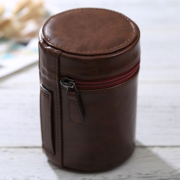 Medium Lens Case Zippered PU Leather Pouch Box for DSLR Camera Lens, Size: 13x9x9cm (Coffee) - Image 2