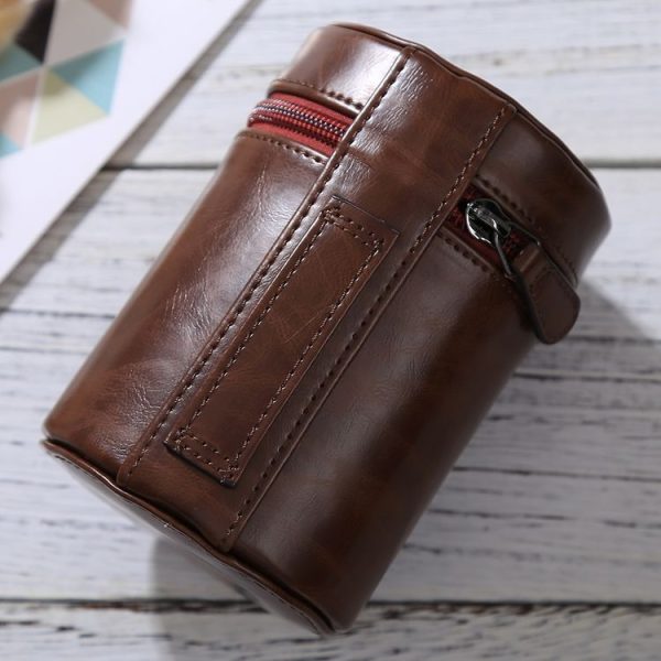 Medium Lens Case Zippered PU Leather Pouch Box for DSLR Camera Lens, Size: 13x9x9cm (Coffee) - Image 3