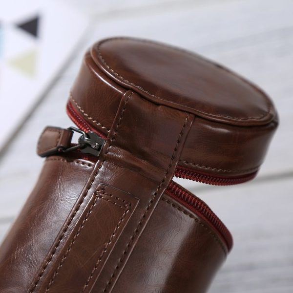 Medium Lens Case Zippered PU Leather Pouch Box for DSLR Camera Lens, Size: 13x9x9cm (Coffee) - Image 6