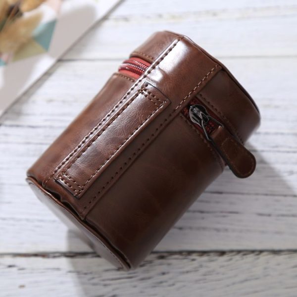 Small Lens Case Zippered PU Leather Pouch Box for DSLR Camera Lens, Size: 11x8x8cm (Coffee) - Image 3