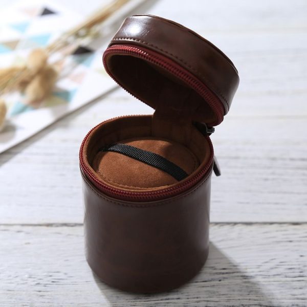 Small Lens Case Zippered PU Leather Pouch Box for DSLR Camera Lens, Size: 11x8x8cm (Coffee) - Image 4