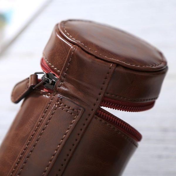 Small Lens Case Zippered PU Leather Pouch Box for DSLR Camera Lens, Size: 11x8x8cm (Coffee) - Image 6