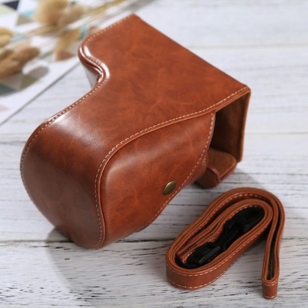 Full Body Camera PU Leather Case Bag with Strap for Sony ILCE-6500 / A6500 (Brown) - Image 2