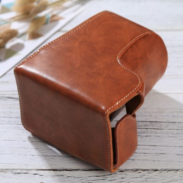 Full Body Camera PU Leather Case Bag with Strap for Sony ILCE-6500 / A6500 (Brown) - Image 4