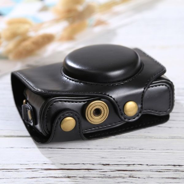 Full Body Camera PU Leather Case Bag with Strap for Canon PowerShot SX730 HS / SX720 HS (Black) - Image 4